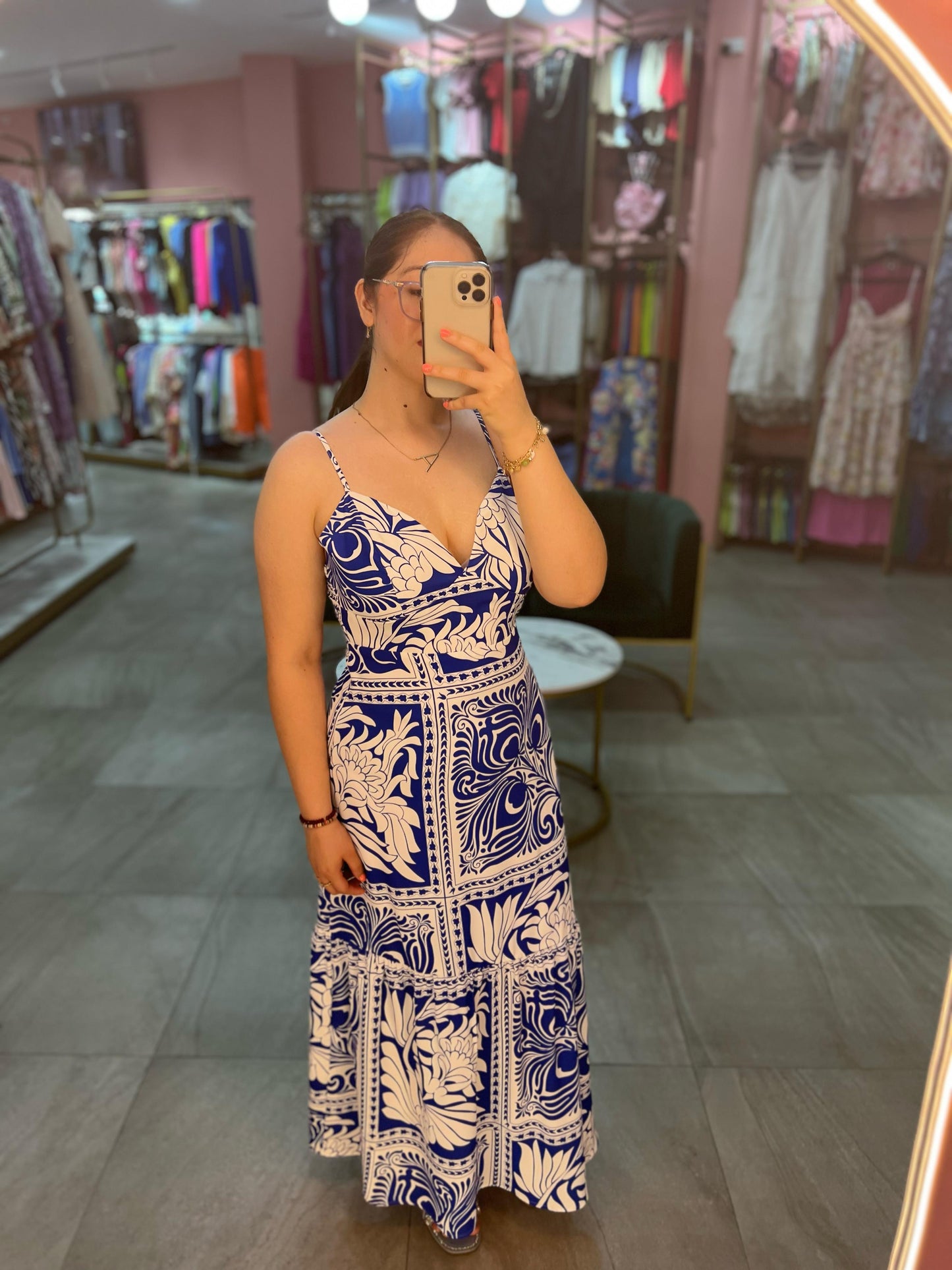 Vestido Azul de Gracas Blancas