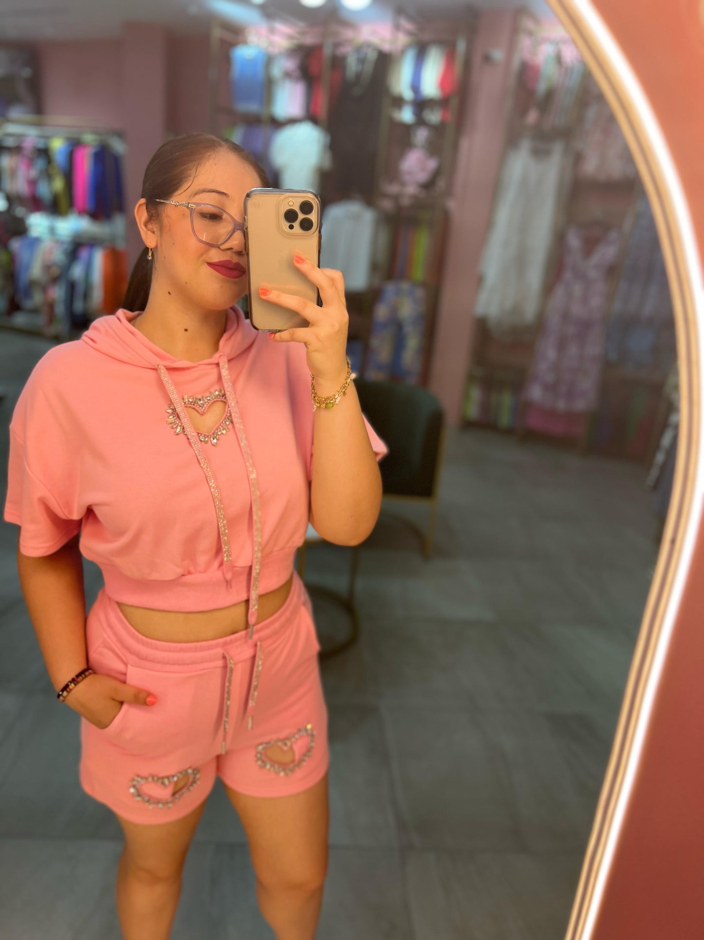Conjunto de Shorts y Blusa Corazones