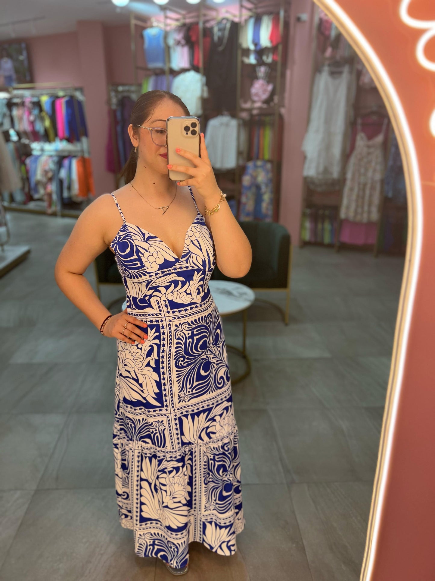 Vestido Azul de Gracas Blancas