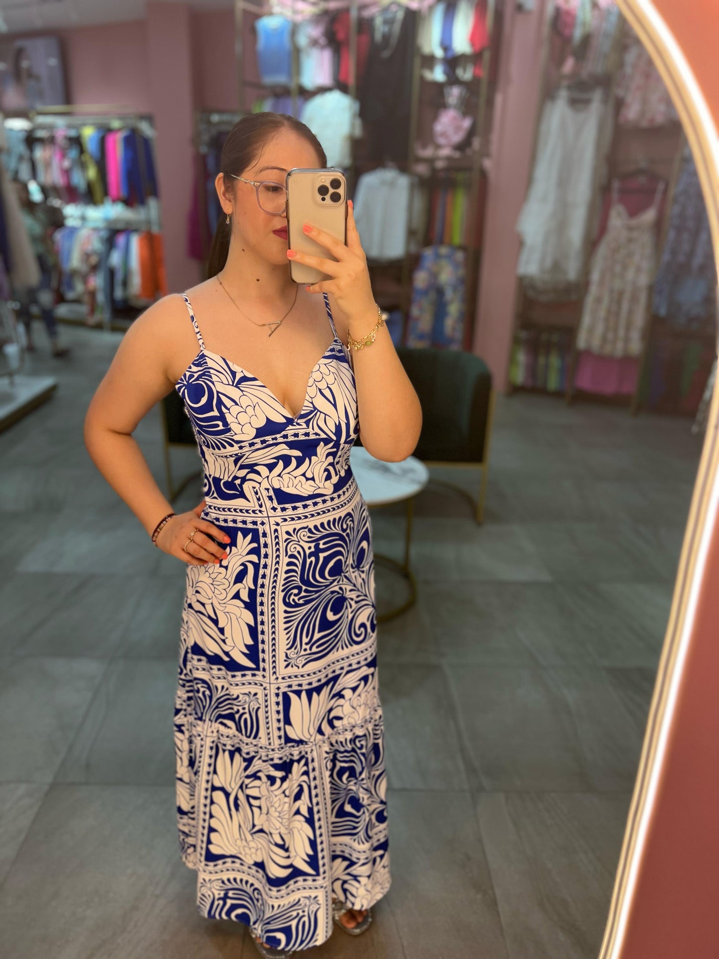 Vestido Azul de Gracas Blancas